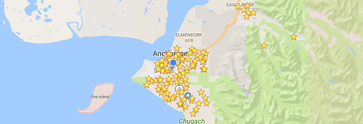 Map of bathroom refinishing service area in Anchorage, Alaska